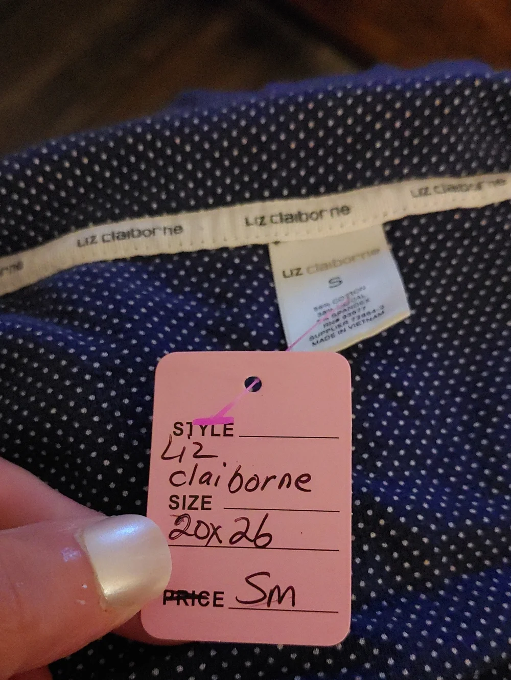 Small Cute Liz Claiborne Blue Polka Dot Short Sleeve Pajama Set